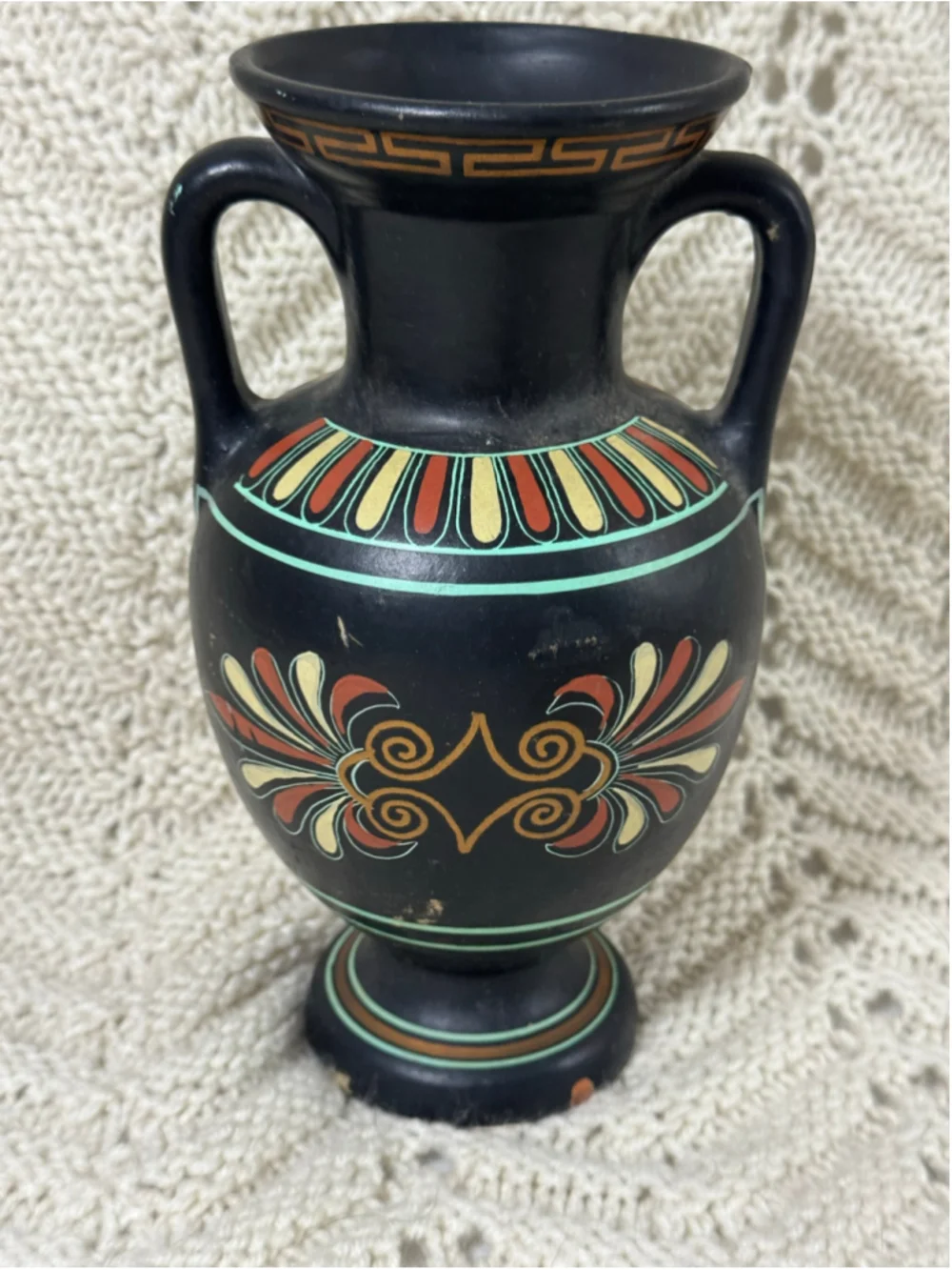 Hand Painted Greek Amphora Vase D Vassilopoulos Zeus Ganymedes Hestia 8.5”